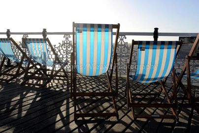 Deck Chairs on Brighton Pier, 16" x 12" incl. mount: £20