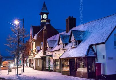 Fordingbridge Town Hall, February 2018 Fordingbridge Town Hall high street snow print