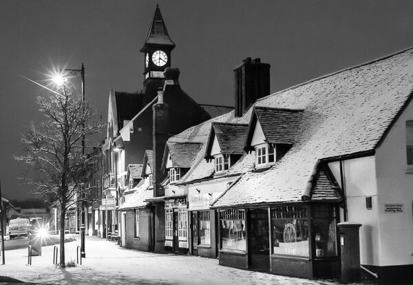 Fordingbridge High Street and Town Hall in Snow