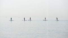 Paddleboarders at Boscombe summer 2018 Fordingbridge New Forest