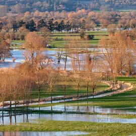 Avon Valley Flood, 30cm x 30cm with 40cm x 40cm mount