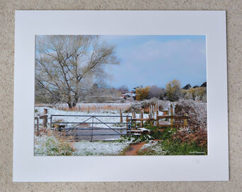 Late Winter Snowfall at Burgate Manor Farm, A3 print with 20" x 16" mount. £28