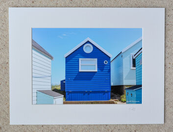 Beach Huts in Blue, A4 print with 16" x 12" mount. £20