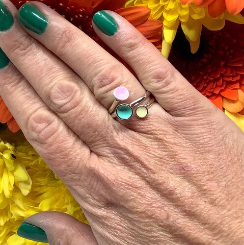 Sterling silver & pastel enamel adjustable ring