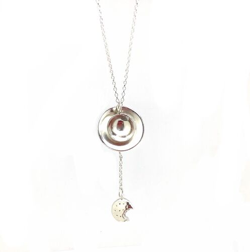 Sterling silver cup of tea and biscuit pendant