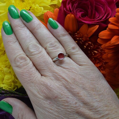 Sterling red enamel ring