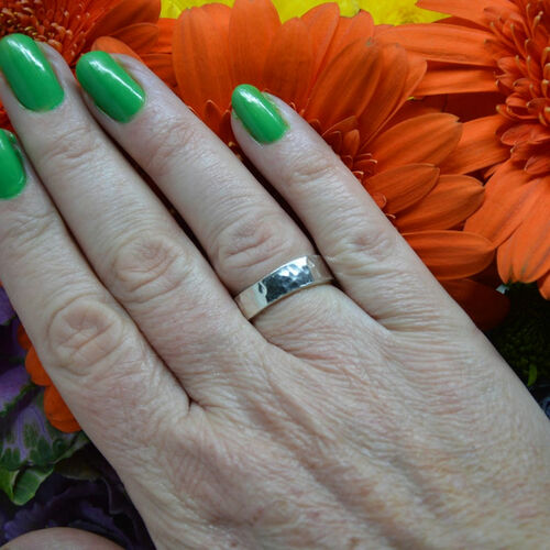 Sterling silver battered band ring