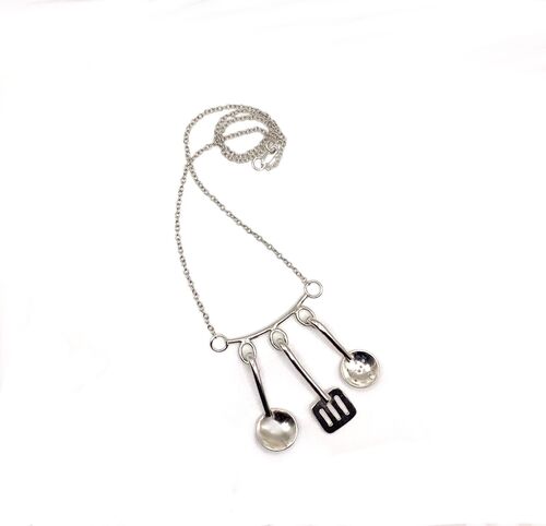 Sterling silver kitchen utensils necklace