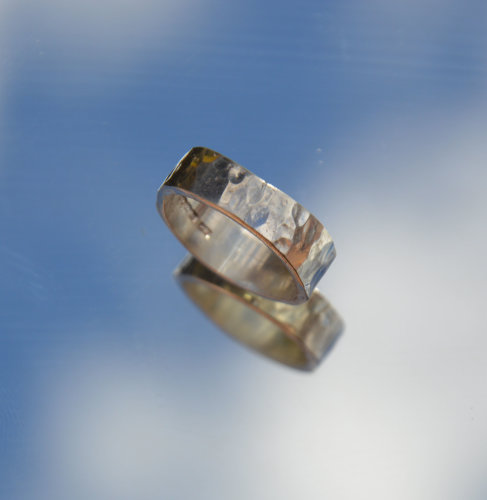 Sterling silver battered band ring