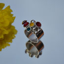 Sterling silver ring filled with red, yellow & turquoise enamel
