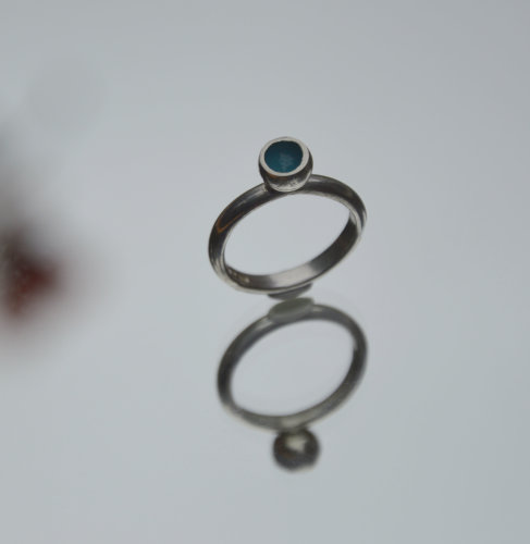 Sterling silver & turquoise enamel ring.