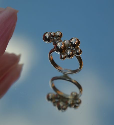 Sterling silver bubbly ball sterling silver ring