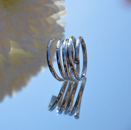 Sterling silver hammered wrap ring
