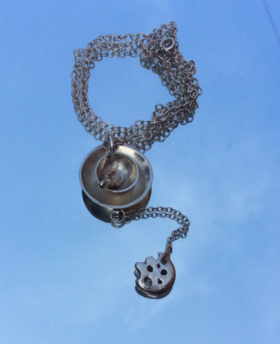 Sterling silver cup of tea & biscuit
