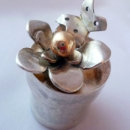 Sterling silver & 9 carat gold flower christening box