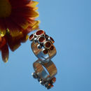 Sterling silver orange enamel ring.
