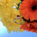 Sterling silver & fiery red enamel ring