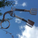 Sterling silver spade and fork key ring