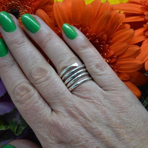 Sterling silver wrap ring with black spots