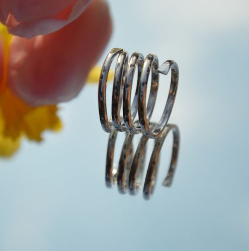 Sterling silver wrap ring with black spots