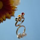 Sterling silver traffic light enamel ring