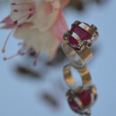 Sterling silver wrap ring with cherry pink stone