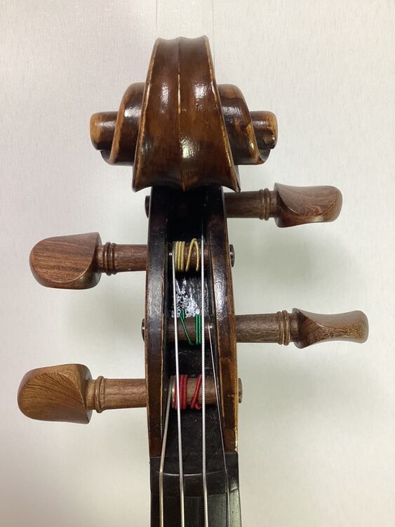 R24 French Remy violin pegbox front