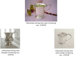 Hallmarked sterling silver christening cups