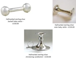 Hallmarked sterling silver Christening Gifts