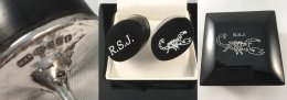 Royal Tank Regiment Silver and Ebony Cufflinks