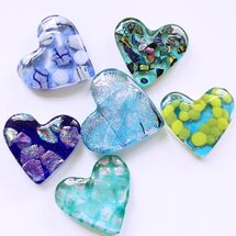 Fused Glass Cast Hearts