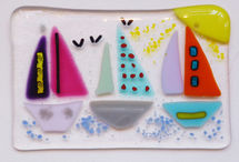Fused Glass hanger with boats