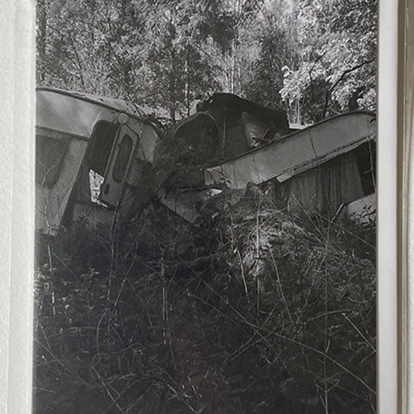 Black and white Greeting Card image of a caravan