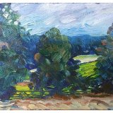 From the 7th Green, Richmond North Yorkshire Golf Club (oils) £90 (7x5”)