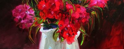 Sweet Williams- oils 33 x 53 cms approx mounted £200
