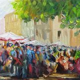 Market Day, Carcassonne (oils on canvas) SOLD