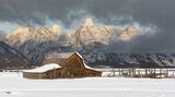 06 Mormon Barn and Grand Teton by Jane Lee