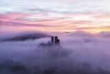 Corfe Castle Misty Sunrise by Rob Bridge
