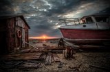 Old Boat at Sunset by Ivor Toms