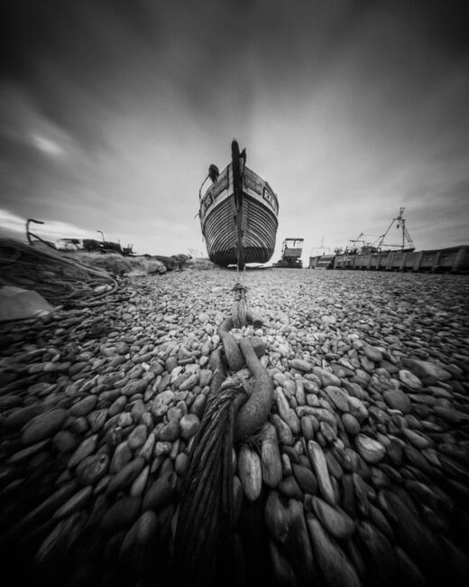 Fishing boat on Hastings beach, East Sussex.