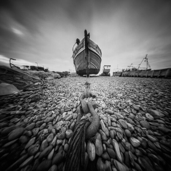 Our Lady fishing boat, Hasting, Sussex. Fishing boat on Hastings beach, East Sussex.