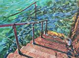 Stairs at high tide, St Ives harbour