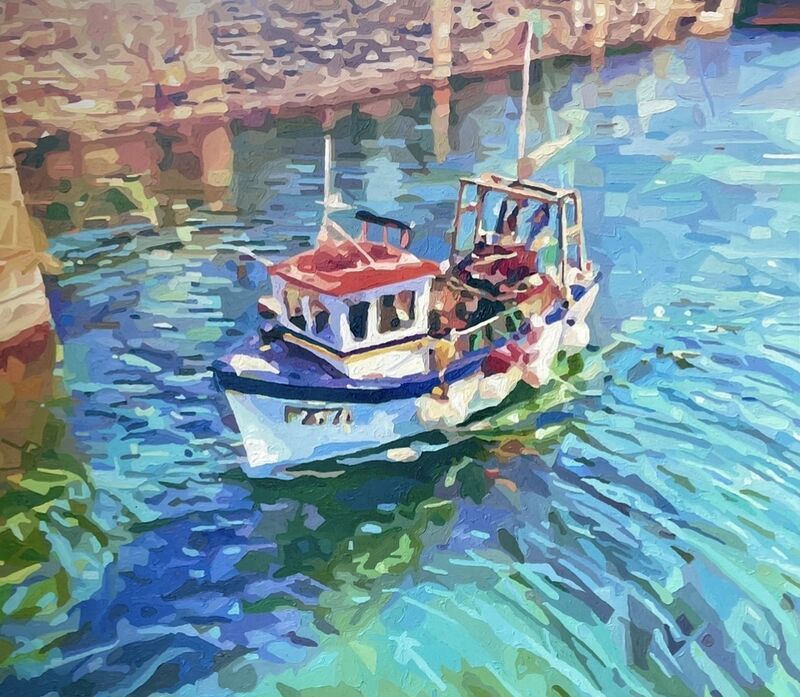Returning home, against the tide - Porthleven Harbour