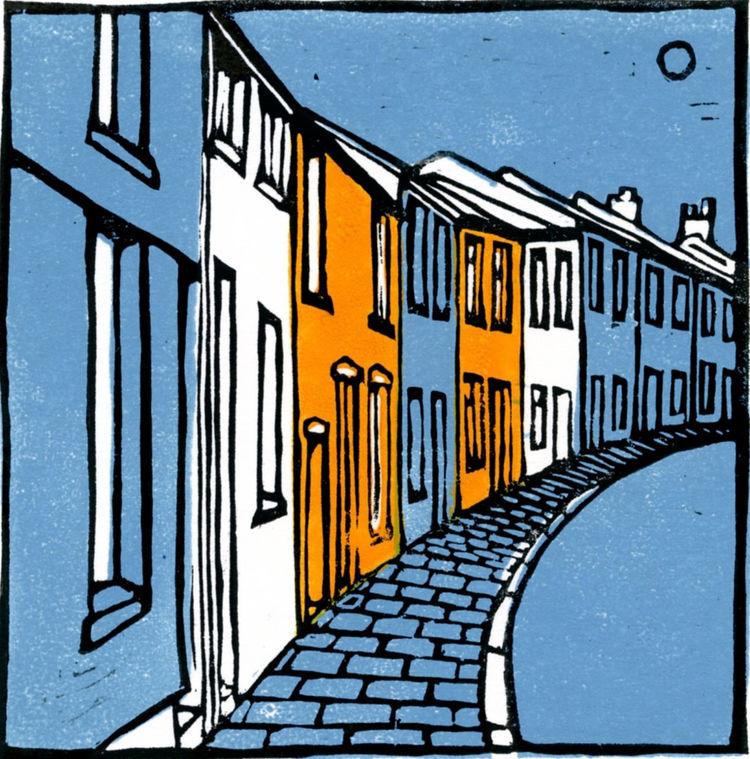 Wind Street linocut