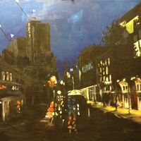 Street Scene at Night in Woking - Kathy Lemmer