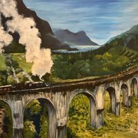 Jacobite Steam Train on Glenfinnan Viaduct, Scotland - Kathy Lemmer
