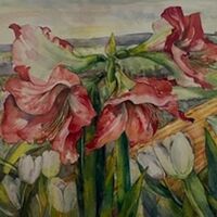 MARGARETHA SHEPHERD –&nbsp;Amaryllis and White Tulips