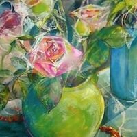 MARGARETHA SHEPHERD – Roses in a Green Vase