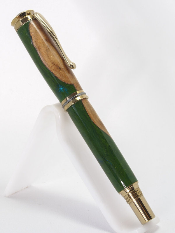 Titanium Gold plated Retro Rollerball pen in Elm & Acrylic SOLD
