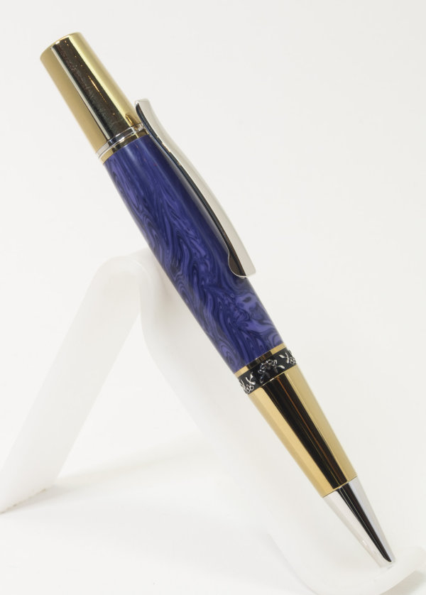 Titanium & Rhodium Plated Contemporary Pen Created in Charolite Tru-StoneSOLD